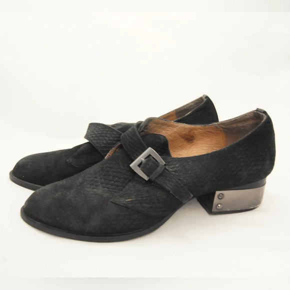 Jeffery Campbell Ibiza Black Leather Snakeskin Metal Heel Ankle Boots - Picture 1 of 5